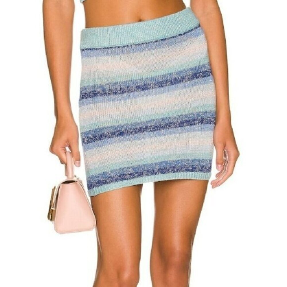 Lovers and Friends Sunset Sweater Skirt in Blue Stripe